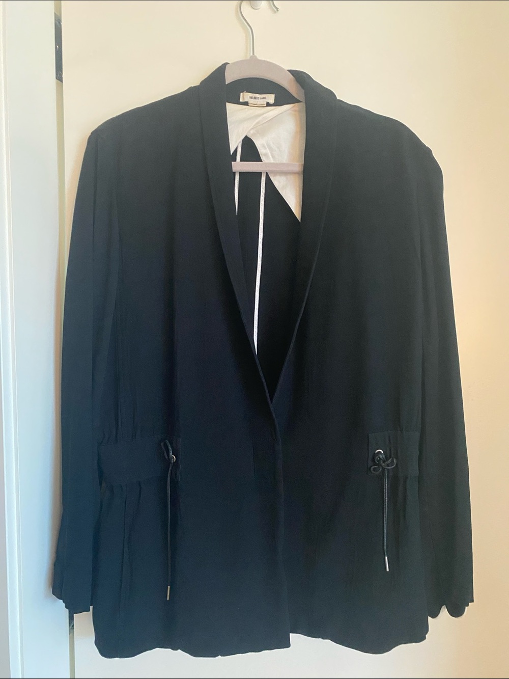 Helmut Lang - Black Women's Drawstring Waist Blazer Jacket (stretchy material)